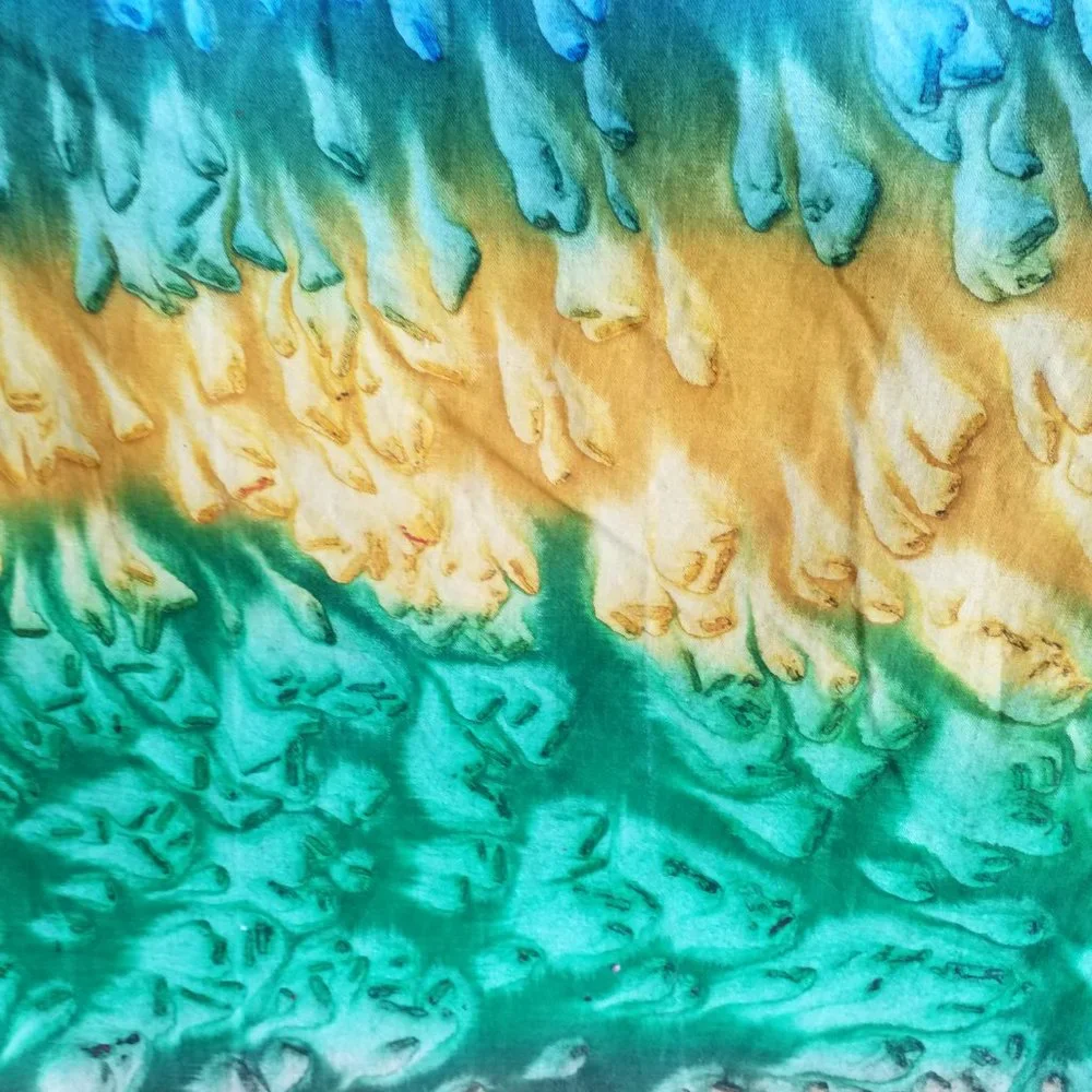 Fabric Yardage Batik Cotton Turquoise Orange Green 1.5 Yards Boho Festival DIY